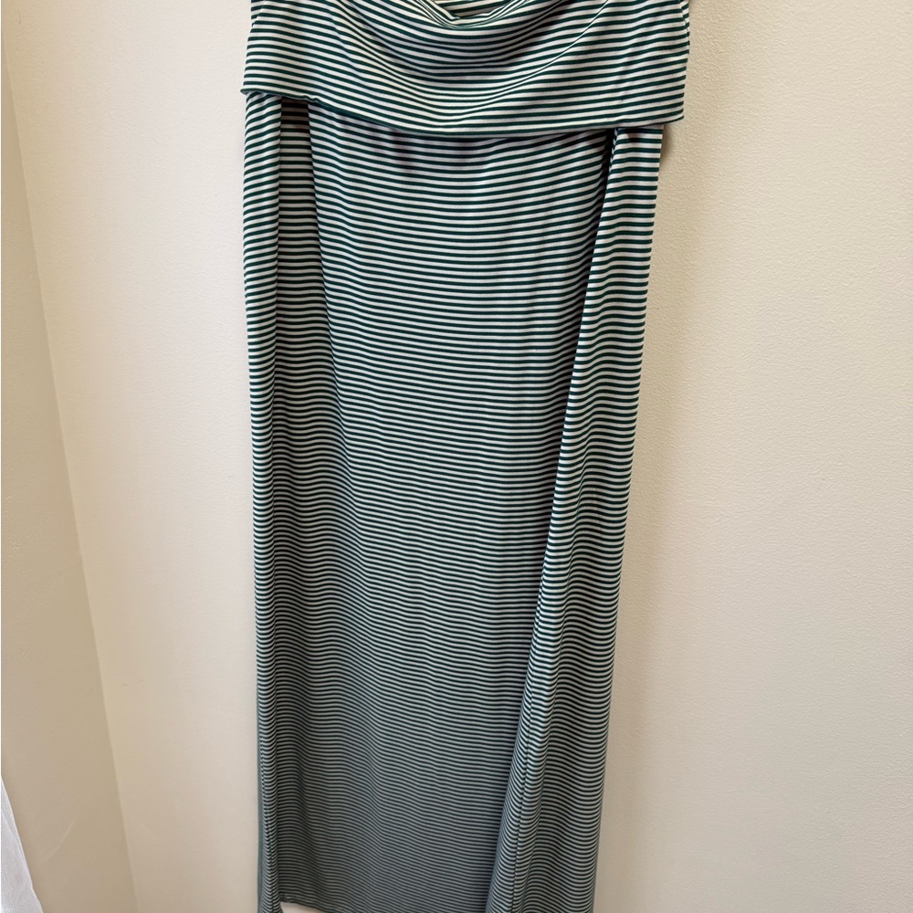 Kavu Black and White Striped Maxi Skirt
